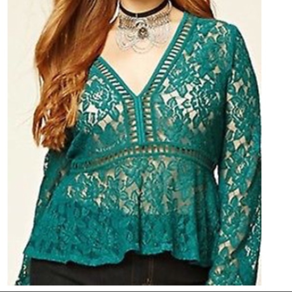 Teal laced Top